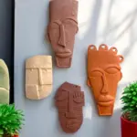 Etnik ve Soyut Tarz Minyatür 4 lü Duvar Dekor Seti, Doğal Taş Doku & Pastel Renkler