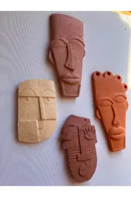 Etnik ve Soyut Tarz Minyatür 4 lü Duvar Dekor Seti, Doğal Taş Doku & Pastel Renkler - Görsel 4