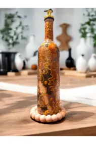 El Yapımı Altın Varaklı Yağdanlık Tasarım Sunum Standı ile Şık Mutfaklar ve Sofralar