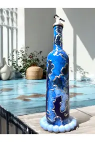 El Yapımı Gümüş Varaklı Yağdanlık Tasarım Sunum Standı ile Şık Mutfaklar ve Sofralar