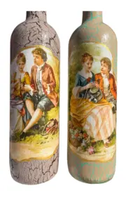 750 ml El Yapımı Vintage Desenli Sunum Stantlı 2'li Zeytinyağı Sıvıyağ Şişesi Yağdanlık Yağlık - Görsel 6