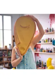 Sarı Taş Heykel Duvar Maskesi, El Yapımı Soyut Yarı Yüz Duvar Dekoru, Ev ve Ofis Hediye Dekor - Görsel 2