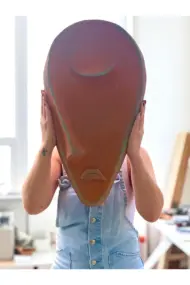 Taş Heykel Duvar Maskesi, El Yapımı Soyut Yarı Yüz Duvar Dekoru, Ev ve Ofis Hediye Dekor