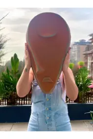 Taş Heykel Duvar Maskesi, El Yapımı Soyut Yarı Yüz Duvar Dekoru, Ev ve Ofis Hediye Dekor - Görsel 4