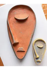 Taş Heykel Duvar Maskesi, El Yapımı Soyut Yarı Yüz Duvar Dekoru, Ev ve Ofis Hediye Dekor - Görsel 7