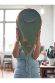 Taş Heykel Duvar Maskesi, El Yapımı Soyut Yarı Yüz Dekoru, Ev ve Ofis İçin Benzersiz Ev Hediyesi