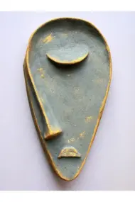 Taş Heykel Duvar Maskesi, El Yapımı Soyut Yarı Yüz Dekoru, Ev ve Ofis İçin Benzersiz Ev Hediyesi - Görsel 2