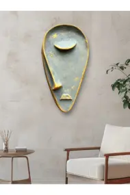 Taş Heykel Duvar Maskesi, El Yapımı Soyut Yarı Yüz Dekoru, Ev ve Ofis İçin Benzersiz Ev Hediyesi - Görsel 7