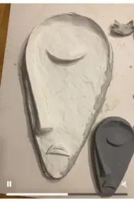 Taş Heykel Duvar Maskesi, El Yapımı Soyut Yarı Yüz Dekoru, Ev ve Ofis İçin Benzersiz Ev Hediyesi - Görsel 8