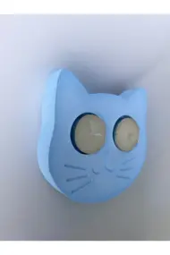 Mavi Kedi Şekilli Beton Mumluk - El Yapımı Dekoratif Çay Işığı tealight Mumluk - Minimalist Kedi Te - Görsel 8