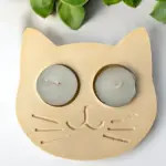 Sarı Kedi Şekilli Beton Mumluk - El Yapımı Dekoratif Çay Işığı tealight Mumluk - Minimalist Kedi Te