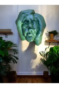 Soyut 3D Yüz Heykeli – Modern Duvar Dekoru – Çağdaş Yüz Formlu Duvar Heykeli 50x39 cm Dev Heykel - Görsel 2