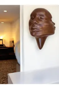 Soyut 3D Yüz Heykeli – Modern Duvar Sanatı | El Yapımı Dekoratif Mask | 48x32 cm Çağdaş Heykel Duva - Görsel 2