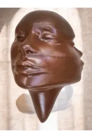 Soyut 3D Yüz Heykeli – Modern Duvar Sanatı | El Yapımı Dekoratif Mask | 48x32 cm Çağdaş Heykel Duva - Görsel 4