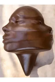 Soyut 3D Yüz Heykeli – Modern Duvar Sanatı | El Yapımı Dekoratif Mask | 48x32 cm Çağdaş Heykel Duva - Görsel 6