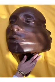 Soyut 3D Yüz Heykeli – Modern Duvar Sanatı | El Yapımı Dekoratif Mask | 48x32 cm Çağdaş Heykel Duva - Görsel 8