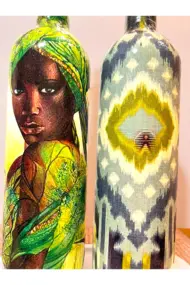 Geleneksel Desenler ve Yerli Kadın Temalı Yağdanlık, Sirkelik ve Sosluk Seti – Vintage Mutfak Dekor - Görsel 4