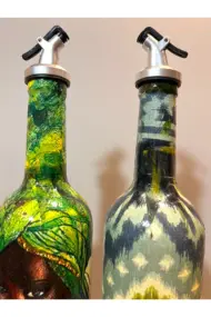 Geleneksel Desenler ve Yerli Kadın Temalı Yağdanlık, Sirkelik ve Sosluk Seti – Vintage Mutfak Dekor - Görsel 5