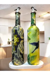 Geleneksel Desenler ve Yerli Kadın Temalı Yağdanlık, Sirkelik ve Sosluk Seti – Vintage Mutfak Dekor - Görsel 6