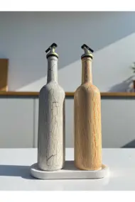 El Yapımı Çatlatma Desenli Cam Yağdanlık Seti – Ayçiçeği ve Kadın Desenli, Mutfak Tasarım, Dekor - Görsel 6