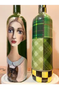 Vintage Sanat Desenli Retro Yeşil Cam Yağdanlık Seti-Sirkelik Sosluk Seti- Ev ve Mutfak Dekoru - Görsel 4