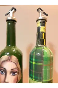 Vintage Sanat Desenli Retro Yeşil Cam Yağdanlık Seti-Sirkelik Sosluk Seti- Ev ve Mutfak Dekoru - Görsel 5