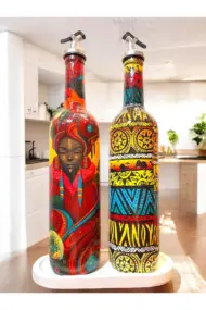 Asya Kabile Kültürlerinden İlham Alan Etnik Motiflerle El Yapımı Yağdanlık, Sosluk, Sirkelik Seti-M