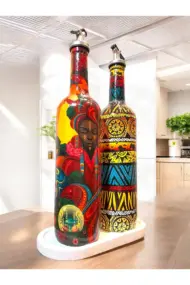 Asya Kabile Kültürlerinden İlham Alan Etnik Motiflerle El Yapımı Yağdanlık, Sosluk, Sirkelik Seti-M - Görsel 2