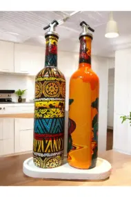 Asya Kabile Kültürlerinden İlham Alan Etnik Motiflerle El Yapımı Yağdanlık, Sosluk, Sirkelik Seti-M - Görsel 6