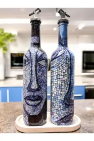 Anadolu Mozaik Sanatı Motifli Soyut Tasarım Yağdanlık Seti-Sirkelik Sosluk Seti- Ev ve Mutfak - Görsel 2