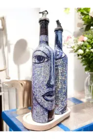 Anadolu Mozaik Sanatı Motifli Soyut Tasarım Yağdanlık Seti-Sirkelik Sosluk Seti- Ev ve Mutfak - Görsel 3