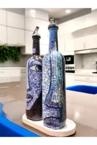 Anadolu Mozaik Sanatı Motifli Soyut Tasarım Yağdanlık Seti-Sirkelik Sosluk Seti- Ev ve Mutfak - Görsel 4