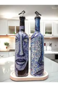 Anadolu Mozaik Sanatı Motifli Soyut Tasarım Yağdanlık Seti-Sirkelik Sosluk Seti- Ev ve Mutfak - Görsel 8