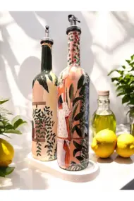 Latin Amerikalı Kadın ve Kaktüs Desenli Özel Tasarım Yağdanlık-Sirkelik Sosluk Seti- Ev ve Mutfak D - Görsel 4