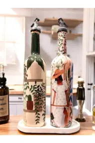 Latin Amerikalı Kadın ve Kaktüs Desenli Özel Tasarım Yağdanlık-Sirkelik Sosluk Seti- Ev ve Mutfak D - Görsel 8