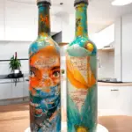 El yapımı Soyut Kadın Portresi ve Çiçek Motifli Vintage Yağdanlık Set, Mutfak Sosluk, Sirkelik