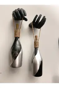 El Figürlü Duvar Lambası – PİLLİ LED Işıklı Dekoratif Şişe Aydınlatma | El Yapımı Dekor - Görsel 4