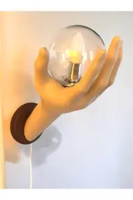 Özel Tasarım El Figürlü Duvar Lambası, Dekoratif Aydınlatma, Cam Küreli Tasarım, Ev ofis Dekor