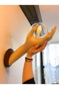 Özel Tasarım El Figürlü Duvar Lambası, Dekoratif Aydınlatma, Cam Küreli Tasarım, Ev ofis Dekor - Görsel 3