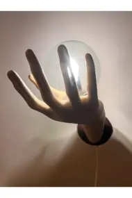 Özel Tasarım El Figürlü Duvar Lambası, Dekoratif Aydınlatma, Cam Küreli Tasarım, Ev ofis Dekor - Görsel 7
