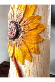 El Yapımı Ayçiçek Kabartmalı Yağdanlık – Dekoratif Zeytinyağı & Sirke Şişesi Sosluk| Rustik Mutfak - Görsel 6