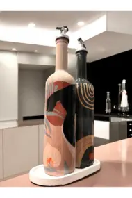 El Yapımı Dekoratif Minimalist Afro Kadın ve Geometrik Desenli Yağdanlık Seti, Sosluk, Sirkelik, Mu - Görsel 4