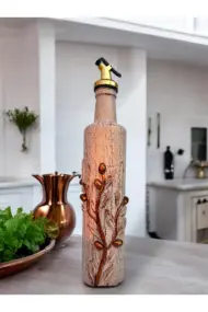 Özel Tasarım El Yapımı Rose Gold Zeytin ve Zetyindalı Detaylı Yağdanlık, Sosluk, Sirkelik, Mutfak D