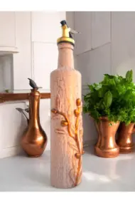 Özel Tasarım El Yapımı Rose Gold Zeytin ve Zetyindalı Detaylı Yağdanlık, Sosluk, Sirkelik, Mutfak D - Görsel 2