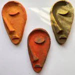 Özel Tasarım El Yapımı Heykel Soyut Yarım Yüz Maske 3'lü Set, Duvar Dekor, Ev-ofis dekor