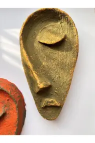 Özel Tasarım El Yapımı Heykel Soyut Yarım Yüz Maske 3'lü Set, Duvar Dekor, Ev-ofis dekor - Görsel 6