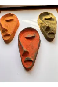Özel Tasarım El Yapımı Heykel Soyut Yarım Yüz Maske 3'lü Set, Duvar Dekor, Ev-ofis dekor - Görsel 7