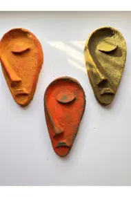 Özel Tasarım El Yapımı Heykel Soyut Yarım Yüz Maske 3'lü Set, Duvar Dekor, Ev-ofis dekor - Görsel 8