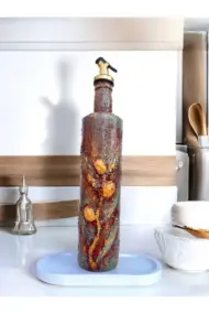 Altın Yaldız Detaylı Antik Antik Eskitme El yapımı Yağdanlık, Sosluk, Sirkelik, Mutfak Tasarımı, Ev - Görsel 2