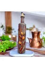 Altın Yaldız Detaylı Antik Antik Eskitme El yapımı Yağdanlık, Sosluk, Sirkelik, Mutfak Tasarımı, Ev - Görsel 4